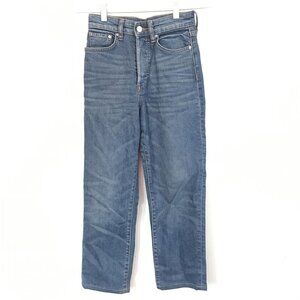 & DENIM Vintage Fit High Waist Straight Button-Fly Jeans Size 27 Medium Wash Den